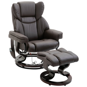 English Elm HOMCOM Faux Leather Massage Recliner with Ottoman, 10-Zone Vibration, 360° Swivel, Remote Control W2225P173859