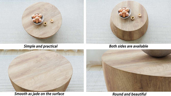 English Elm 31.5" Round Drum Coffee Table Mdf Wood Grain Modern Industrial Living Room Accent W3732P495748