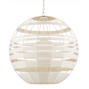 Lapsley Stunning White Orb Chandelier with Twisted Kraft Paper, Adjustable Height & Contemporary Style