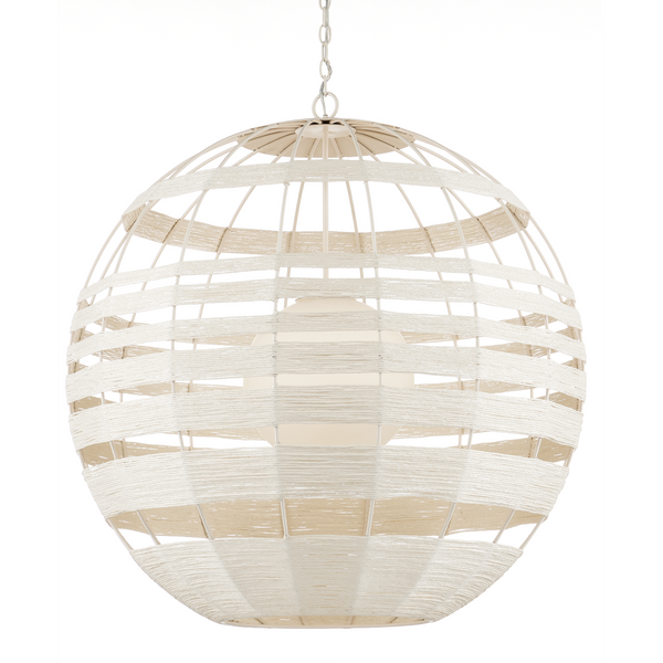 Lapsley Stunning White Orb Chandelier with Twisted Kraft Paper, Adjustable Height & Contemporary Style