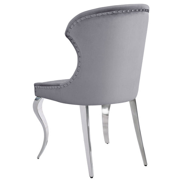 English Elm Daphne Velvet Wingback Dining Chairs with Nailhead Trim and Cabriole Legs Set of 2 B062S01463