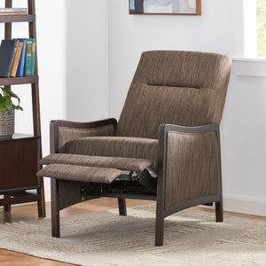 English Elm Christopher Knight Home® - Fabric Recliner Chair Mid-Century Push-Back Upholstered Armchair with Thick Cushion and Birch Frame Brown 70449.00BRN