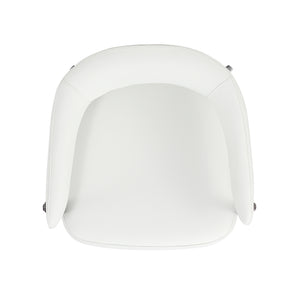 English Elm Belle Metal Upholstered Dining Chair with Foam Seat, Curved Backrest, Stitched Leatherette Comfort White B365P397755