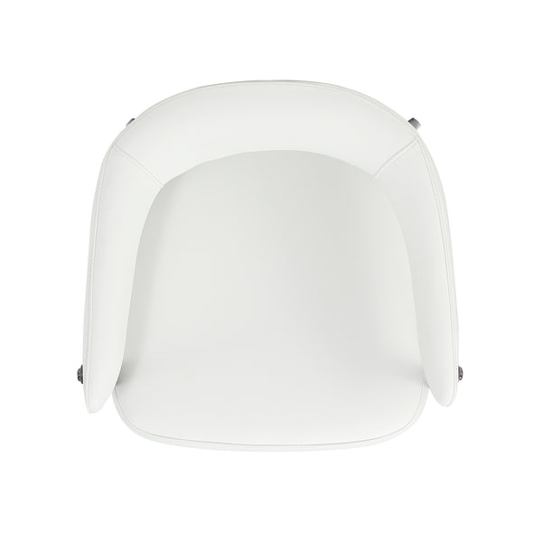 English Elm Belle Metal Upholstered Dining Chair with Foam Seat, Curved Backrest, Stitched Leatherette Comfort White B365P397755