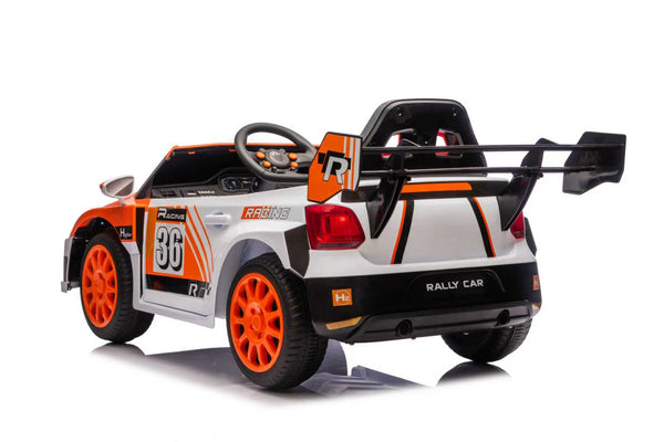 English Elm 12v4a Kids Ride on Car Dual Motor Luxury Coupe with Remote Control and Shock Absorbers Orange W1620P326866