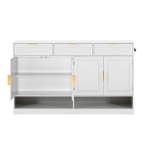 English Elm U-Style Farmhouse Sideboard With 3 Drawers & 4 Cabinet Doors - Stylish Multi-Functional Buffet Storage N711P345213K-GIGA