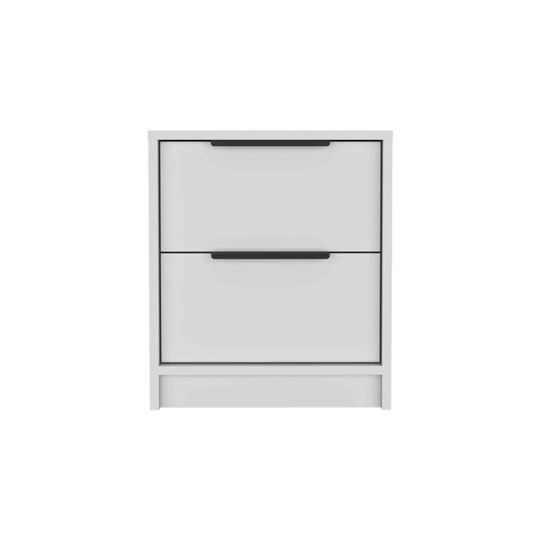 English Elm Kaia Nightstand with Two Smooth-Glide Drawers, Aluminum Handles, Compact Stain-Resistant Finish White 22.4 L x 21.7 W x 6.3 H B20091876