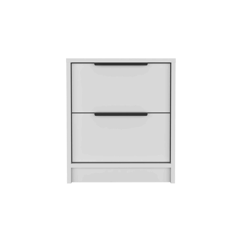 English Elm Kaia Two-Drawer Nightstand with Metal Handles, Compact Space-Saving End Table for Bedrooms White 22.4 L x 21.7 W x 6.3 H B07091876