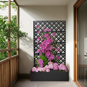 English Elm Metal Raised Garden Bed with Integrated Trellis for Patio Privacy and Climbing Plants W1586P455882
