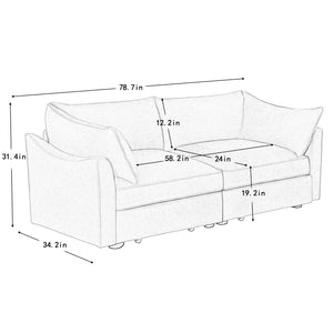English Elm 2 Seater Sofa With Hidden Storage, Crescent Armrests, Durable Chenille - Perfect For Small Spaces! W3041S00192