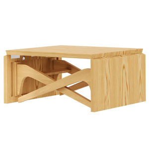 English Elm Transformer Solid Wood Convertible Table Adjustable Height Expandable Top for Small Spaces Natural N735P406282N