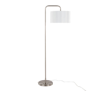 English Elm 63" Arched Brushed Nickel Floor Lamp with Linen Drum Shade for Modern Living B202P223990