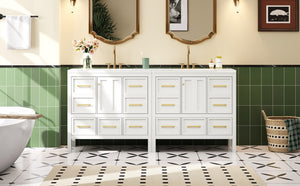 English Elm 72'' Elegant Freestanding Bathroom Vanity Set With Resin Sink, Soft-Closing Drawers & Ample Storage N710SS00012K