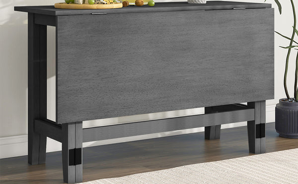 English Elm TOPMAX Farmhouse Extendable Drop Leaf Dining Table Seats 4 Rustic Acacia Veneer MDF Top Solid Wood Legs 47-inch Gray N717P195019E