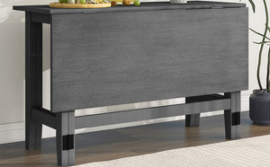 English Elm Topmax Farmhouse Drop Leaf Acacia Veneer Dining Table Seats Four Small Spaces Gray N717P379754E