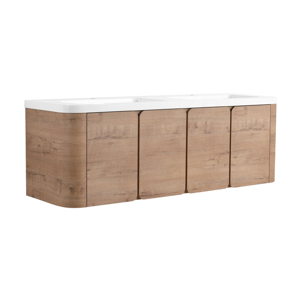 English Elm 60" Freestanding Double Sink Bathroom Vanity with Soft-close Doors and Three Drawers W999S00508