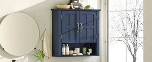 English Elm Bathroom Wall Mounted Cabinet Raised Panel Doors Adjustable Shelves Farmhouse Storage Blue N817P375225B