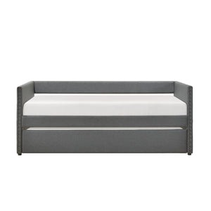 English Elm Modern Upholstered Daybed with Pull Out Trundle Nailhead Trim and Side Storage Pockets Dark Gray B011P419496