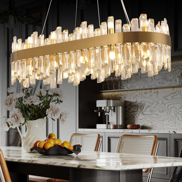 English Elm 36-Inch Modern Luxury Gold Crystal Chandelier with 24 Lights, Adjustable Height, Brass Frame, Elegant Centerpiece W2869P218651