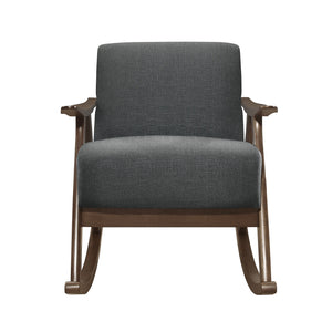 English Elm Modern Walnut Wood Frame Rocking Chair Upholstered Cushion Seat Mid-century Living Room Dark Gray B011P255258
