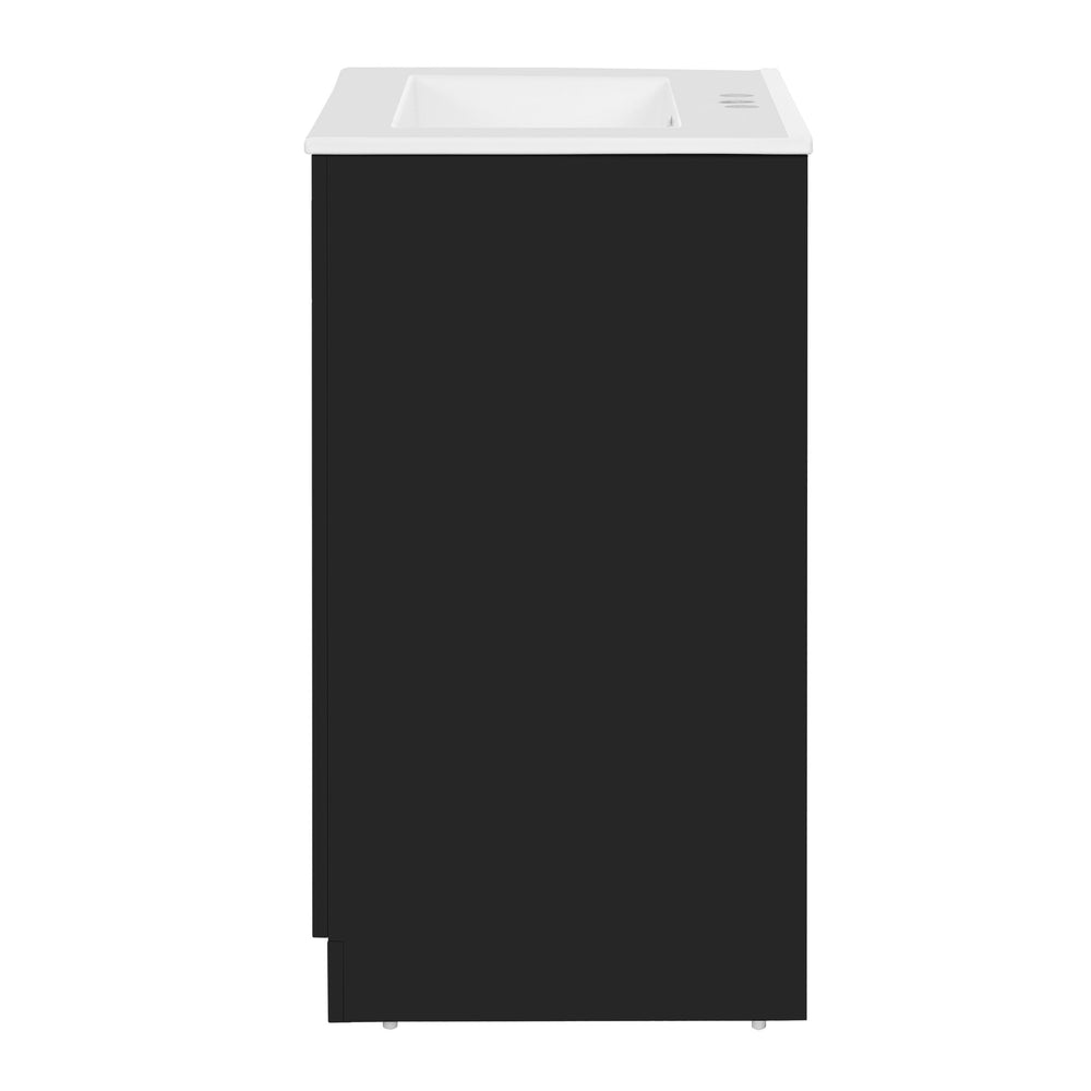 English Elm 24" Modern Bathroom Vanity with Under-Mount Sink, Vertical Stripe Design, 2 Drawers & Soft-Close Cabinet Black N710P288936B