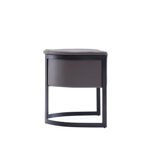 English Elm Corso Modern Metal Dining Chair with Smooth Vegan Leather Upholstery and Geometric Black Frame Gray B365P397741