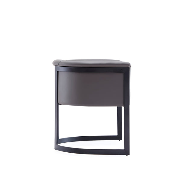 English Elm Corso Modern Metal Dining Chair with Smooth Vegan Leather Upholstery and Geometric Black Frame Gray B365P397741