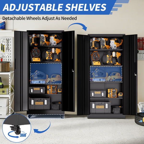 English Elm Metal Lockable Steel Cabinet Two Adjustable Shelves Garage Office Utility Storage T2398P442668