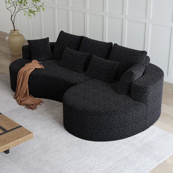 English Elm Modern Chenille Cloud Sectional Sofa Deep Curved 4 Seat Modular Living Room Couch W834S00488