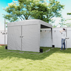 English Elm Convenient Pop up Canopy 10x10 Steel Frame Upf50 Oxford Roof with Sidewalls Included Light Gray,White T3971P454719