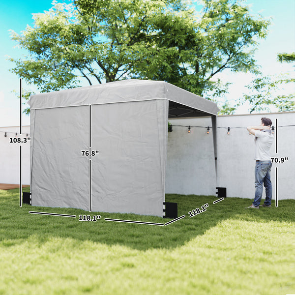 English Elm Convenient Pop up Canopy 10x10 Steel Frame Upf50 Oxford Roof with Sidewalls Included Light Gray,White T3971P454719