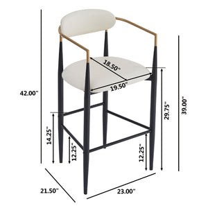 English Elm Christopher Knight Home® - Barstools Set Of 2 - Modern Upholstered Kitchen Stools With Back, Beige Faux Leather & Black Legs N779P248198P