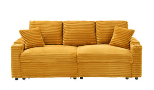 English Elm (The left-hand main section of the sofa) 80" Corduroy Multi-Function Left Sofa Section with Hidden Recline, Cupholders W3356P314468