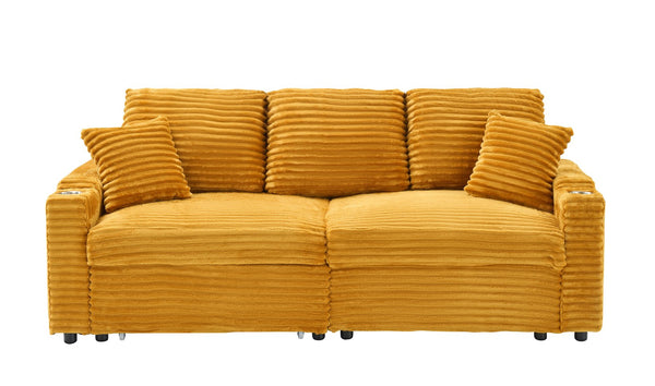 English Elm (The left-hand main section of the sofa) 80" Corduroy Multi-Function Left Sofa Section with Hidden Recline, Cupholders W3356P314468