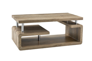 English Elm A Modern Two-tier Mdf Coffee Table with Open Shelf for Living Room Storage Wood W3875P396830