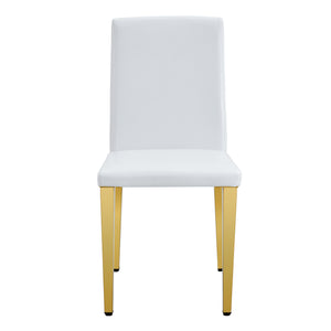 English Elm Set of 4 White Pu Leather Dining Chairs with Black Steel Legs for Modern Interiors W1151P269053
