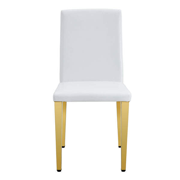 English Elm Set of 4 White Pu Leather Dining Chairs with Black Steel Legs for Modern Interiors W1151P269053