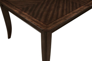 English Elm Traditional Cherry Finish Extendable Dining Table with Dark Walnut Inlay Seats Eight B011P450615