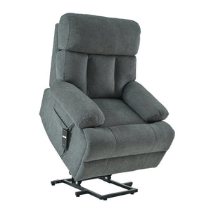 English Elm Oversized Power Lift Recliner Chair with Remote Control, Spacious Fabric Seat and Side Pocket for Comfort and Support Dark Gray W1028P261272