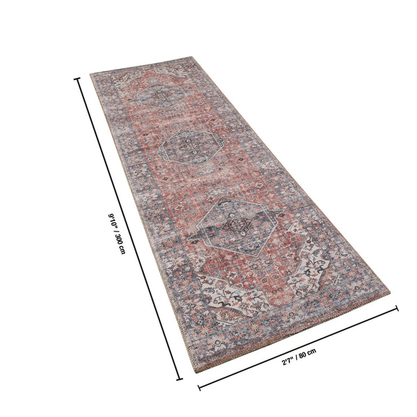 English Elm Majestic Persian Medallion Runner Rug Stain Resistant Polyester for Hallway Entryway B186P428881