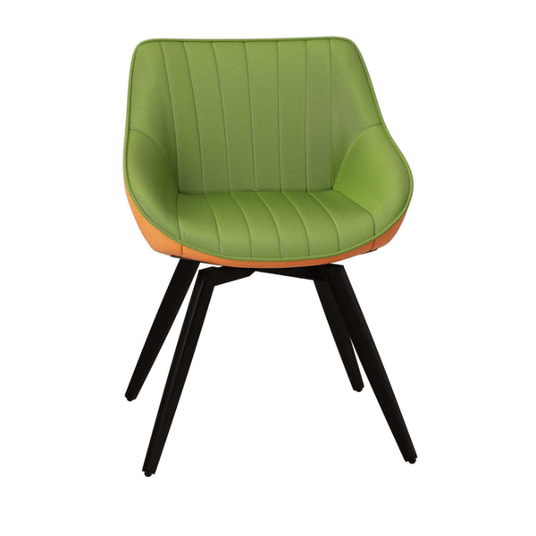 English Elm A Set of 4 Mid-century Pu Leather Dining Chairs with Powder-coated Black Metal Legs W2189S00832