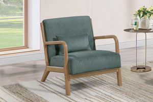 English Elm Sage Corduroy Accent Chair with Pillow — Modern Low-Profile Lounge Seat, Slanted Wood Legs, Cozy Comfort B011P369878