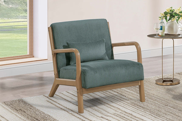 English Elm Sage Corduroy Accent Chair with Pillow — Modern Low-Profile Lounge Seat, Slanted Wood Legs, Cozy Comfort B011P369878