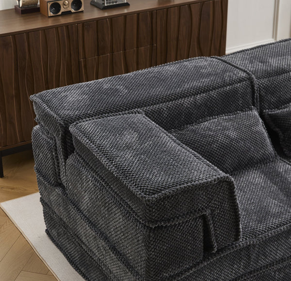 English Elm Compression Mahjong Sofa - Modern Convertible Floor Sofa Bed, Soft Fleece, No Assembly, Versatile Comfort W3723P377150