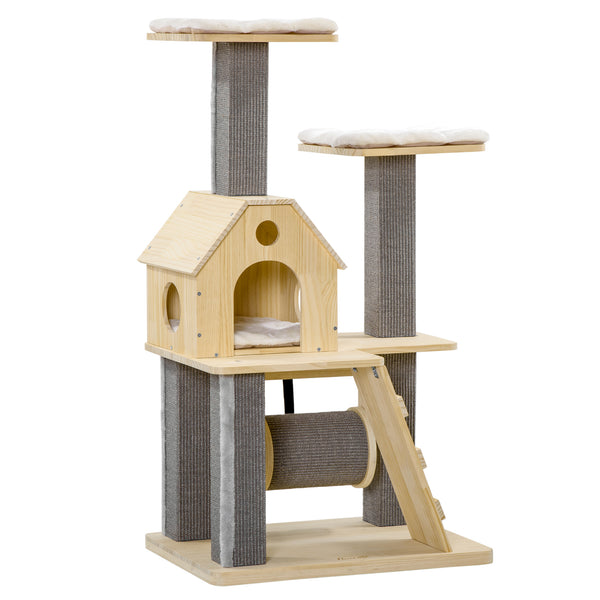 English Elm Pawhut Modern Cat Tower with Sisal Posts Cushioned Perches and Condo for Indoor Cats W2225P229277