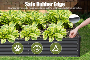 English Elm 6x3x1.5ft Galvanized Raised Garden Bed — Heavy-Duty Steel Planter with Open Base, Reinforced Rods, Safe Edge for Vegetables Flowers and Easy Assembly Gray W1859P197913