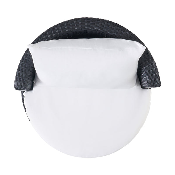 English Elm Christopher Knight Home® - KONO Woven Outdoor 3-Piece Patio Chat Set with Aluminum Frame, Tempered Glass Table, Cushions Black+Ivory 53142.00ALU