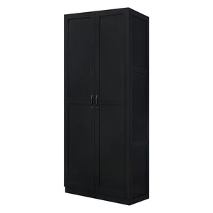 English Elm Cornelia Modern Storage Closet 2.0 — Slim Black MDF Cabinet, 4 Adjustable Shelves, Soft-Close Doors B365P398548