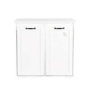 English Elm Laundry Cabinet Dual-Compartment Hamper with 2 Removable Liner Bags, Durable Melamine Finish, Space-Saving Storage W331P206345