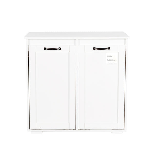 English Elm Laundry Cabinet Dual-Compartment Hamper with 2 Removable Liner Bags, Durable Melamine Finish, Space-Saving Storage W331P206345